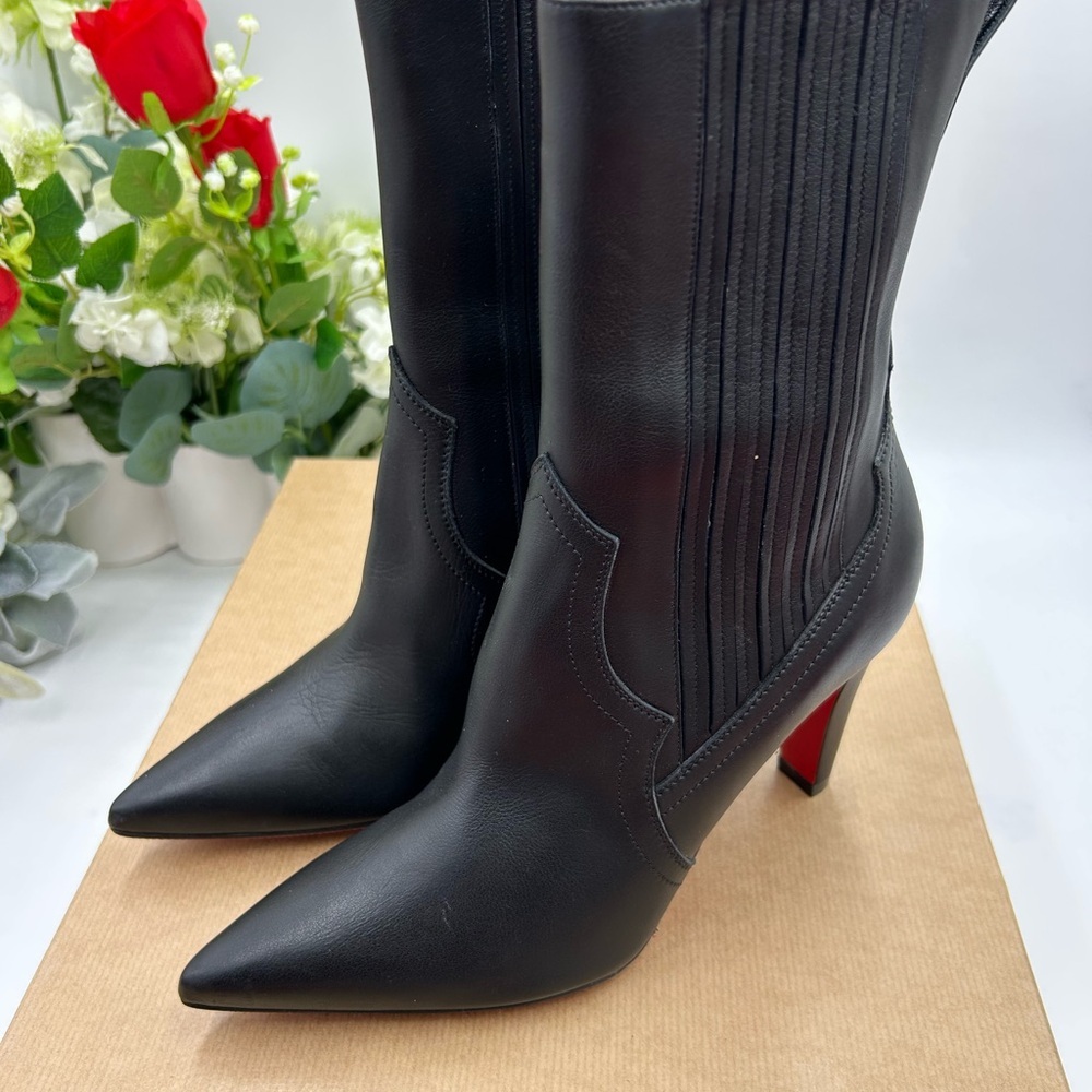 Women's Christian Louboutin SANTIGAG 85 mm leather ankle booties size 36